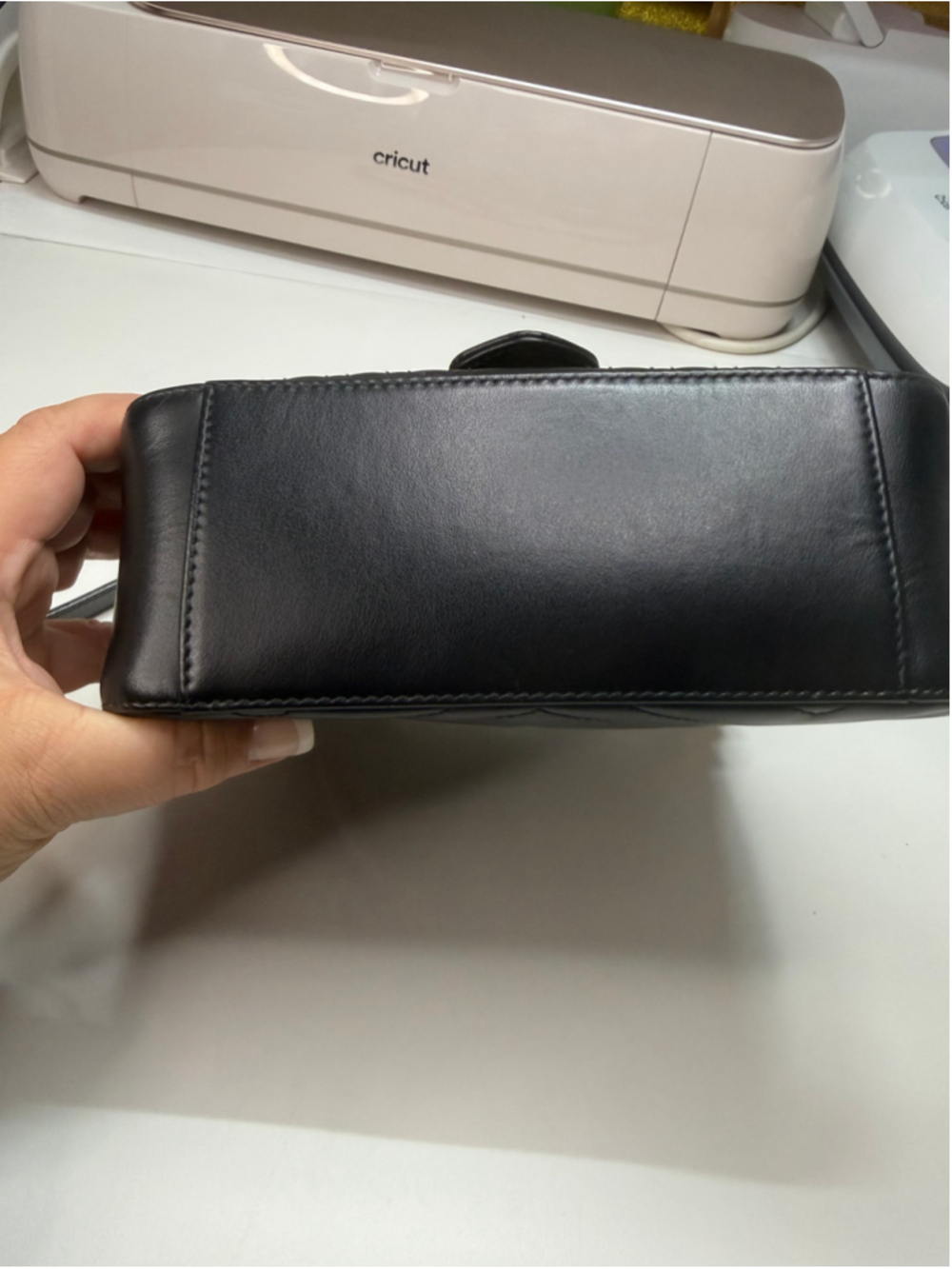 Women's Gucci Marmont Small Top Handle Bag in Black and Gold - Picture 6 of 16